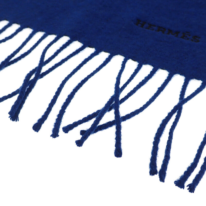 エルメス HERMES カシミヤマフラー マフラー カシミヤ ブルー ブラック レディース メンズ ユニセックス【中古】【SAランク】