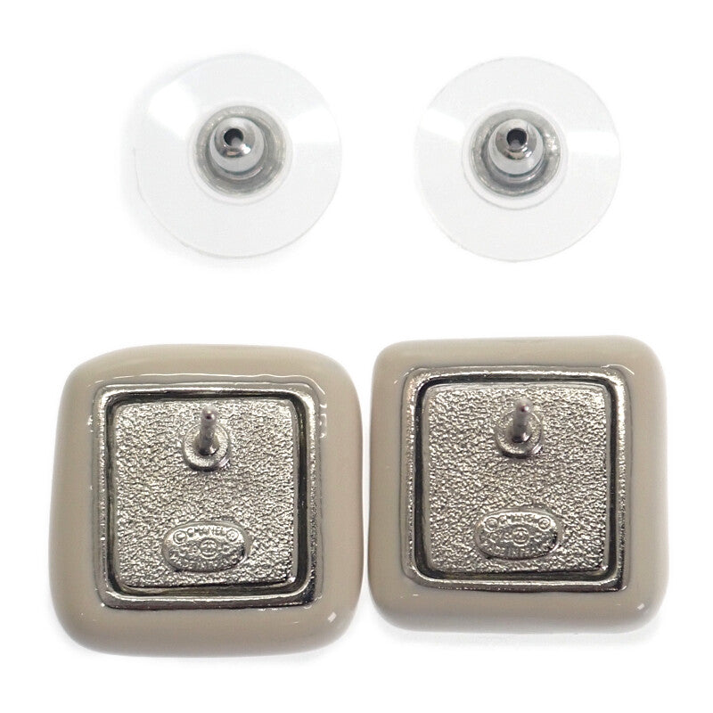 シャネル CHANEL CCスクエア ピアス メタル ホワイト シルバー金具 レディース【中古】【Aランク】