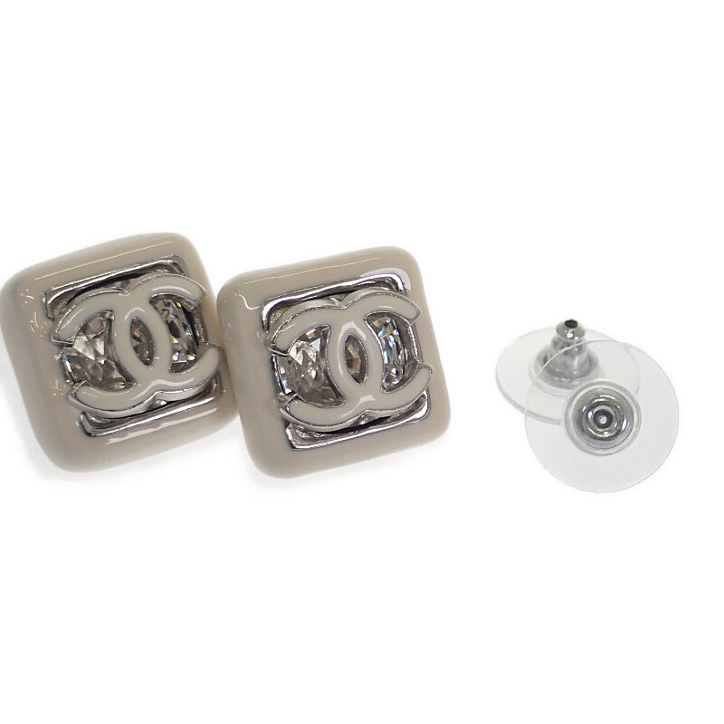 シャネル CHANEL CCスクエア ピアス メタル ホワイト シルバー金具 レディース【中古】【Aランク】
