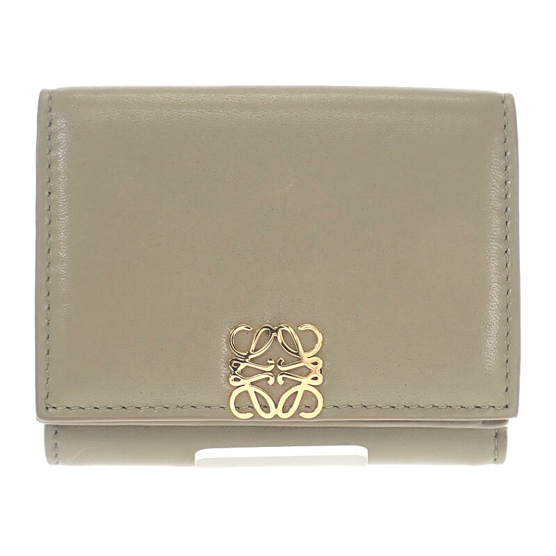 ロエベ LOEWE パファー アナグラムトライフォールド ウォレット C821TR2X10 三つ折り財布 シャイニーナパカーフスキン ユーカリグリーン ゴールド金具 レディース【中古】【Aランク】