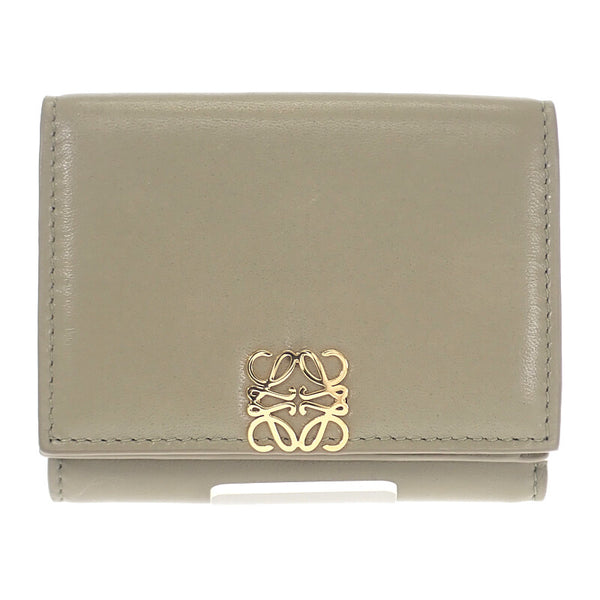 ロエベ LOEWE パファー アナグラムトライフォールド ウォレット C821TR2X10 三つ折り財布 シャイニーナパカーフスキン ユーカリグリーン ゴールド金具 レディース【中古】【Aランク】