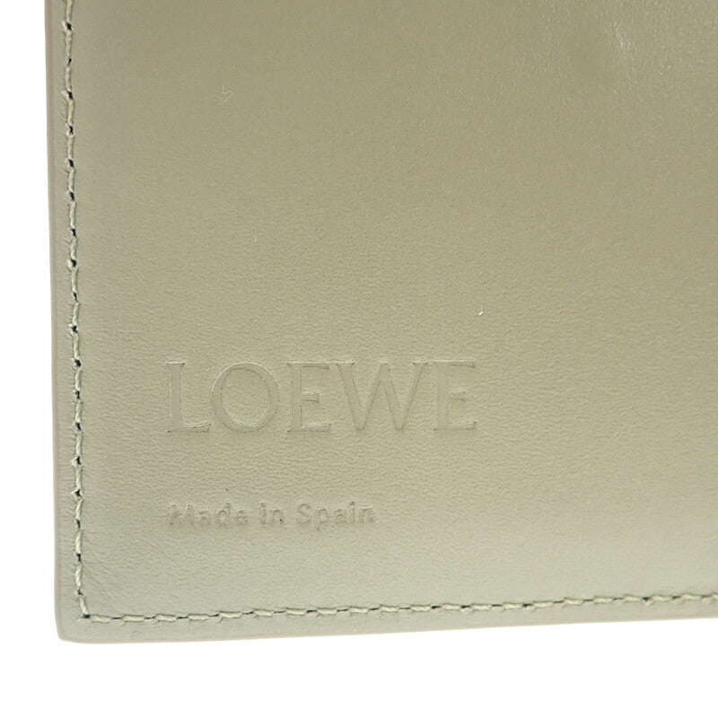 LOEWE Puffer Anagram Trifold Wallet C821TR2X10 Trifold Wallet Shiny Nappa Calfskin Eucalyptus Green Gold Hardware Ladies [Used] [A Rank]