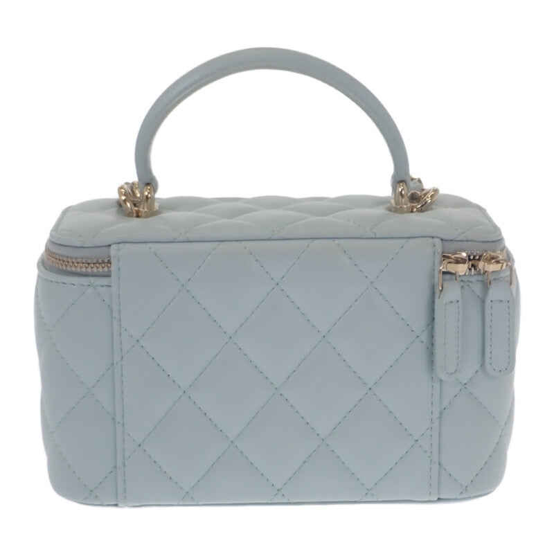 シャネル CHANEL バニティ チェーンショルダー AP2199 2WAYバッグ ラムスキン ライトブルー ゴールド金具 レディース【中古】【Aランク】