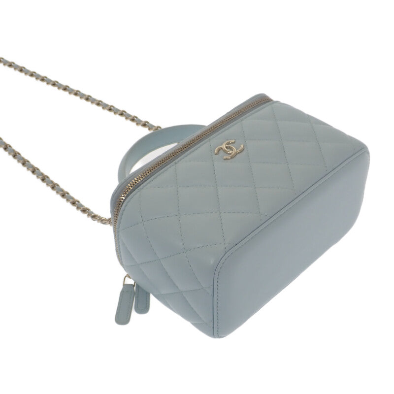 シャネル CHANEL バニティ チェーンショルダー AP2199 2WAYバッグ ラムスキン ライトブルー ゴールド金具 レディース【中古】【Aランク】