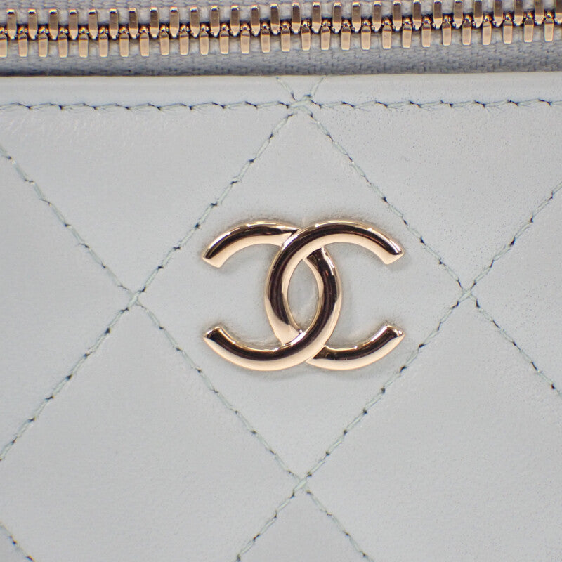 シャネル CHANEL バニティ チェーンショルダー AP2199 2WAYバッグ ラムスキン ライトブルー ゴールド金具 レディース【中古】【Aランク】