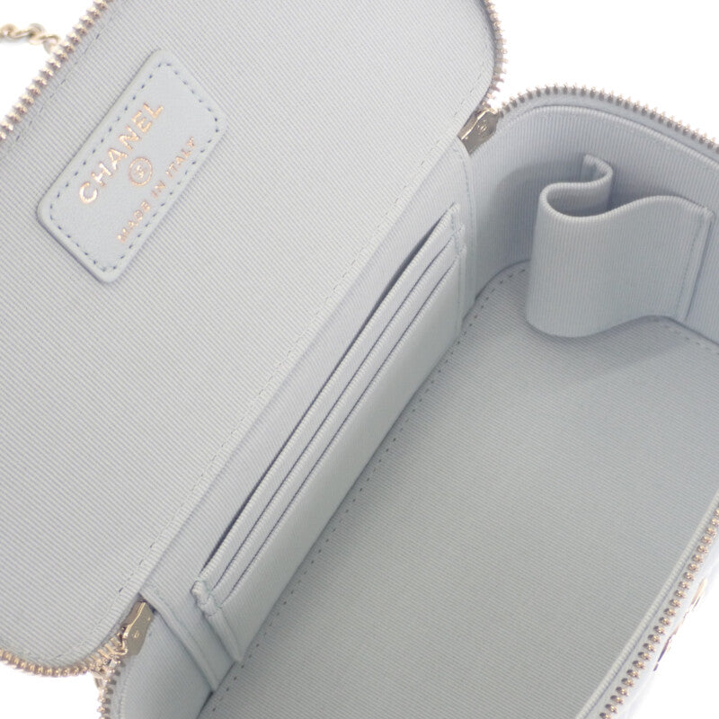 シャネル CHANEL バニティ チェーンショルダー AP2199 2WAYバッグ ラムスキン ライトブルー ゴールド金具 レディース【中古】【Aランク】