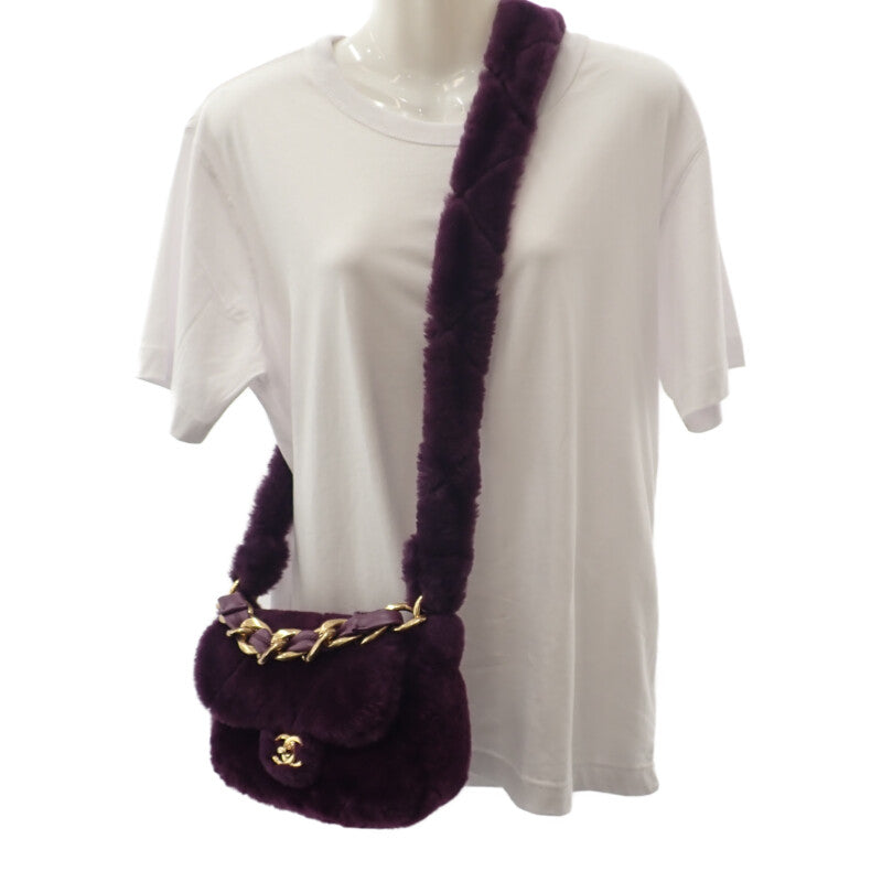 シャネル CHANEL シアリング フラップバッグ AS3354B08467 ショルダーバッグ ラムスキン シアリング パープル ゴールド金具 レディース【中古】【Aランク】