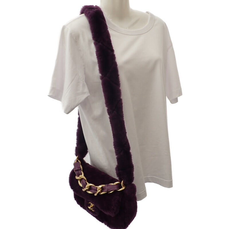 シャネル CHANEL シアリング フラップバッグ AS3354B08467 ショルダーバッグ ラムスキン シアリング パープル ゴールド金具 レディース【中古】【Aランク】