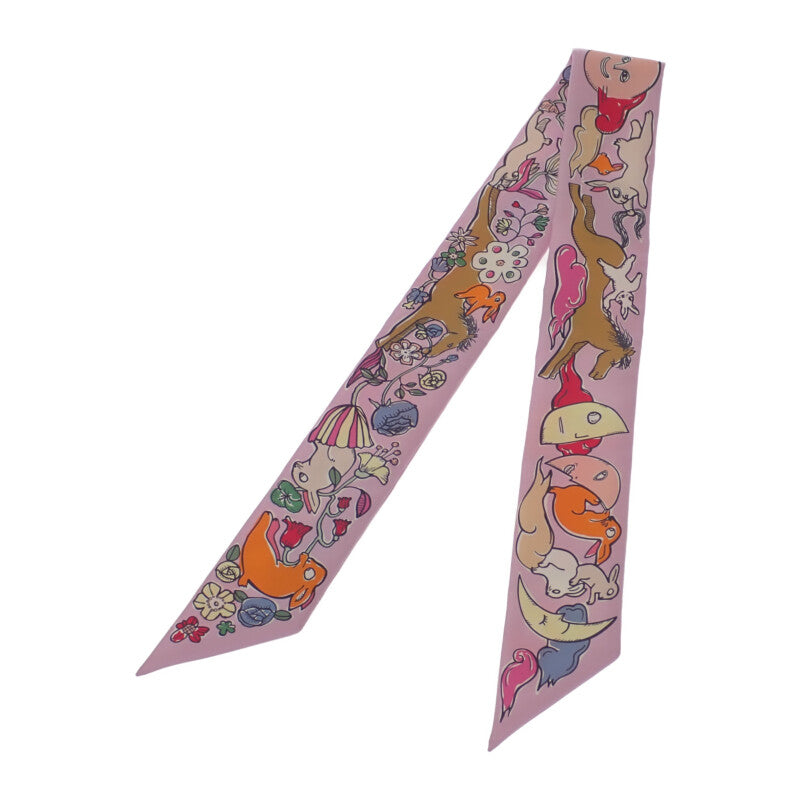 エルメス HERMES ツイリー MILLE ET UN LAPINS 千と一のウサギ 064007S 03 スカーフ シルク パープル レディース【中古】【SAランク】