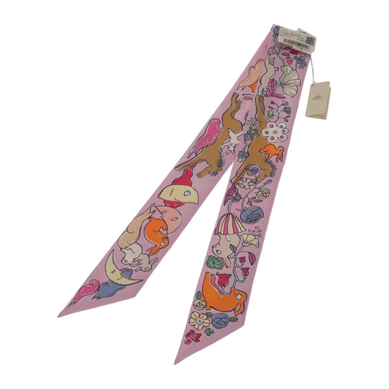 エルメス HERMES ツイリー MILLE ET UN LAPINS 千と一のウサギ 064007S 03 スカーフ シルク パープル レディース【中古】【SAランク】