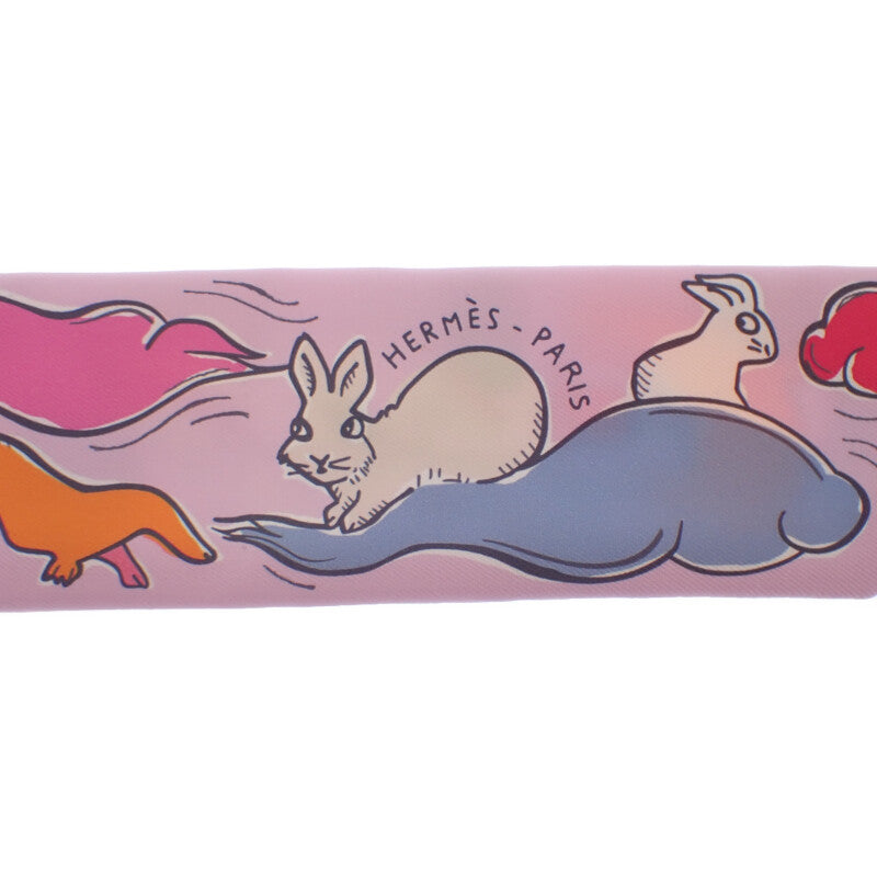 エルメス HERMES ツイリー MILLE ET UN LAPINS 千と一のウサギ 064007S 03 スカーフ シルク パープル レディース【中古】【SAランク】