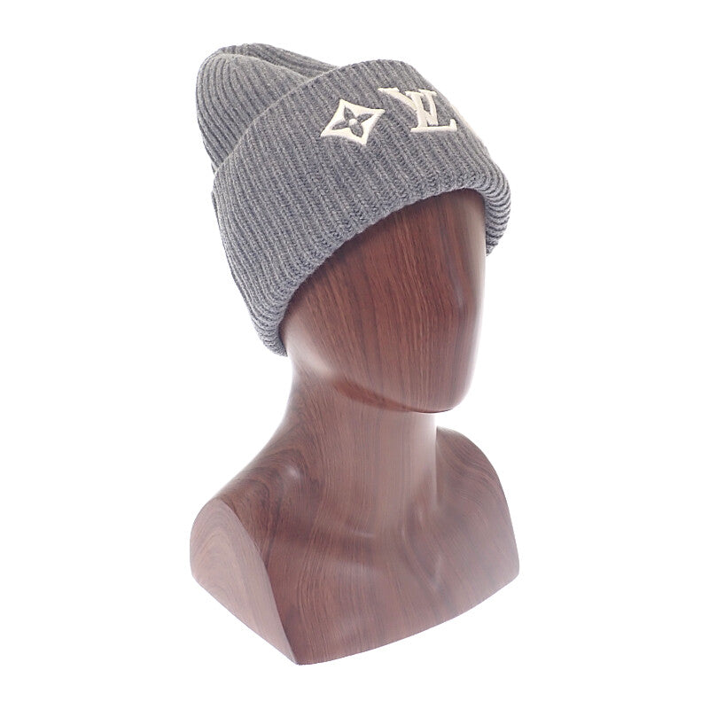 ルイヴィトン LOUIS VUITTON ビーニー・LVヘッドライン ニット帽子 モノグラム M94833 ニットキャップ ウール グレー ホワイト レディース メンズ【中古】【Aランク】