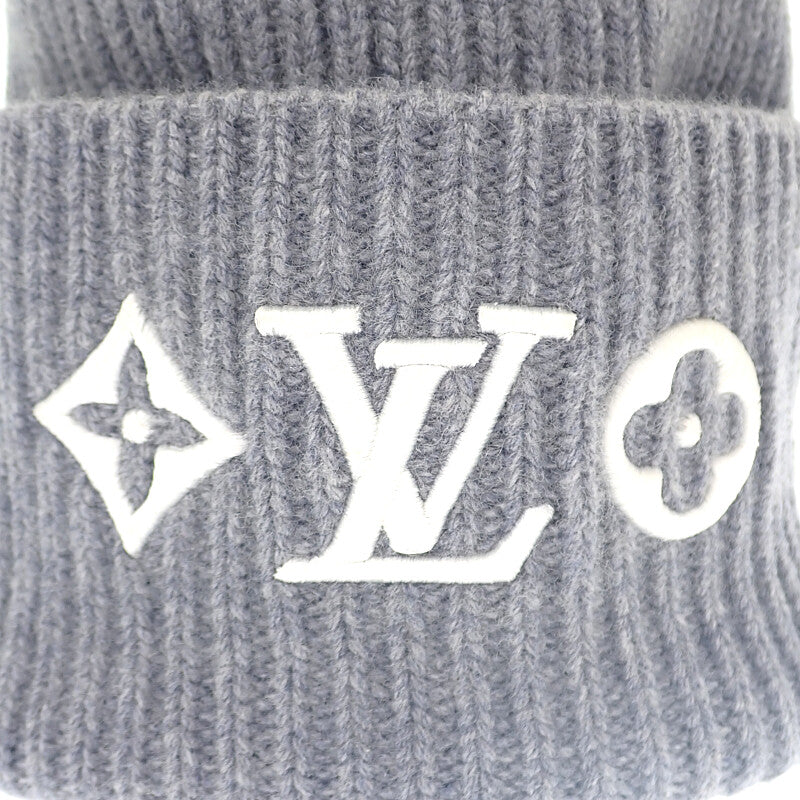 ルイヴィトン LOUIS VUITTON ビーニー・LVヘッドライン ニット帽子 モノグラム M94833 ニットキャップ ウール グレー ホワイト レディース メンズ【中古】【Aランク】