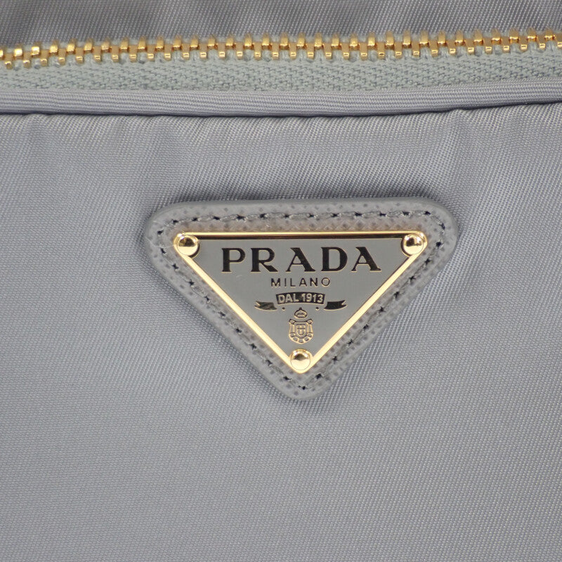 プラダ PRADA デュエット バケットバッグ 1BH038 2WAYバッグ ハンドバッグ ショルダーバッグ ナイロン レザー グレー ゴールド金具 レディース【中古】【Aランク】