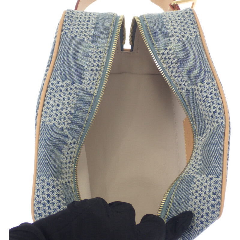 ルイヴィトン LOUIS VUITTON ロッカードップ・キット N40753 ハンドバッグ デニム レザー ブルー ゴールド金具 メンズ レディース【中古】【Aランク】