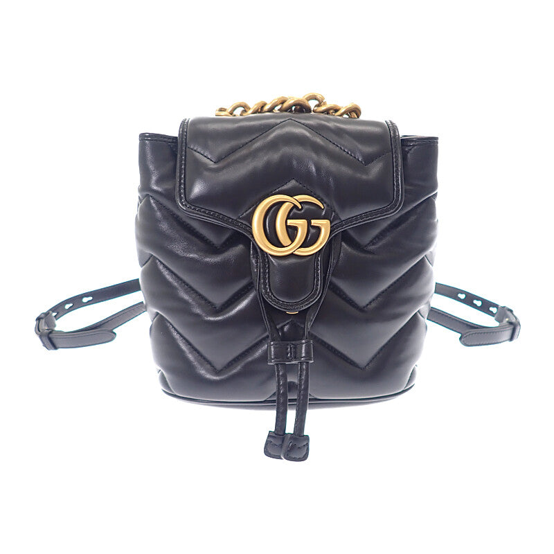 グッチ GUCCI スモールバックパック 777253_AAC74_1000 リュック・デイパック レザー ブラック ゴールド金具 レディース【中古】【Aランク】