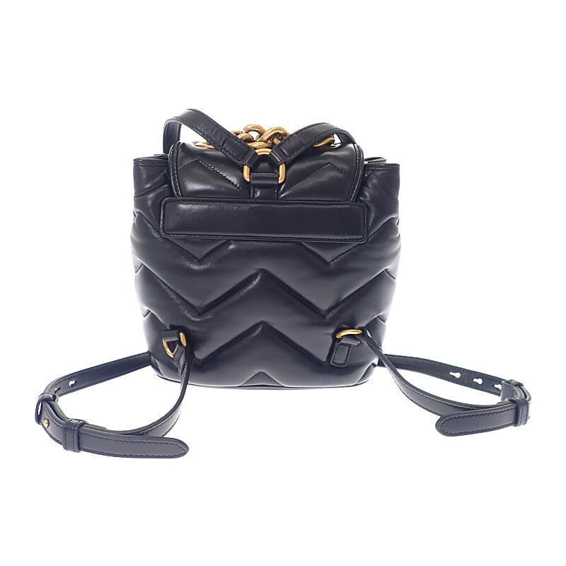 グッチ GUCCI スモールバックパック 777253_AAC74_1000 リュック・デイパック レザー ブラック ゴールド金具 レディース【中古】【Aランク】