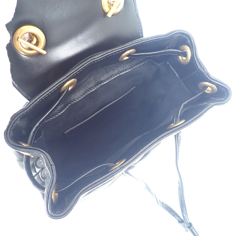 グッチ GUCCI スモールバックパック 777253_AAC74_1000 リュック・デイパック レザー ブラック ゴールド金具 レディース【中古】【Aランク】