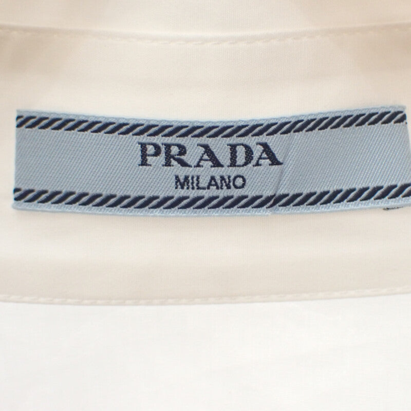 プラダ PRADA Re-Nylon コットンシャツ 38 P415FS2121YY2 長袖シャツ コットン リサイクルポリアミド ホワイト ブラック レディース【中古】【Aランク】