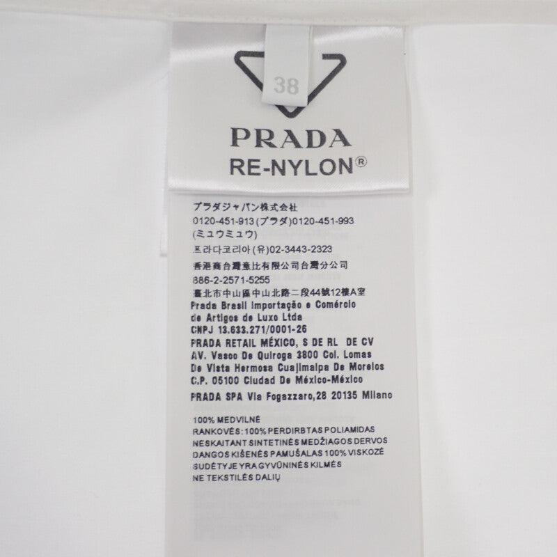 プラダ PRADA Re-Nylon コットンシャツ 38 P415FS2121YY2 長袖シャツ コットン リサイクルポリアミド ホワイト ブラック レディース【中古】【Aランク】