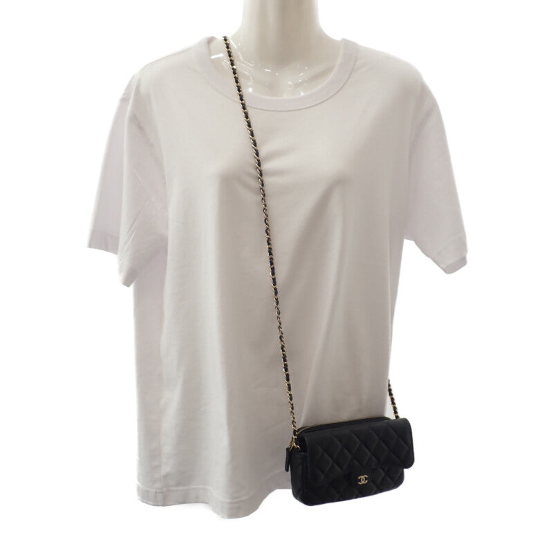 シャネル CHANEL フラップフォンケース AP2096_B10583_C3906 ショルダーバッグ カーフ ブラック 黒 ゴールド金具 レディース【中古】【SAランク】 シャネル CHANEL フラップフォンケース AP2096_B10583_C3906