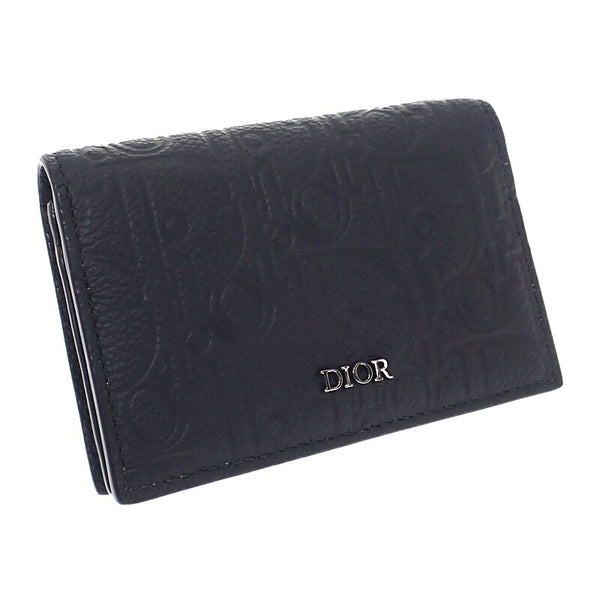 クリスチャンディオール Christian Dior ビジネスカードホルダー 2ESCH178FLG_H00N カードケース カーフ ブラック シルバー金具 メンズ レディース【中古】【SAランク】