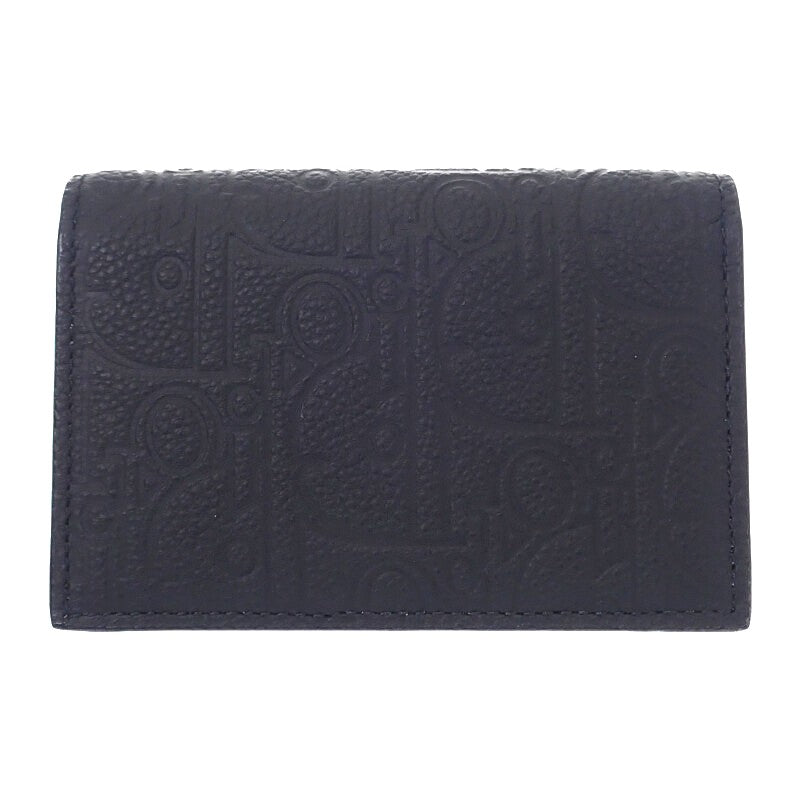 クリスチャンディオール Christian Dior ビジネスカードホルダー 2ESCH178FLG_H00N カードケース カーフ ブラック シルバー金具 メンズ レディース【中古】【SAランク】