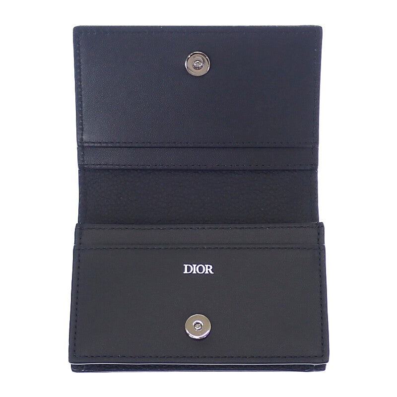 クリスチャンディオール Christian Dior ビジネスカードホルダー 2ESCH178FLG_H00N カードケース カーフ ブラック シルバー金具 メンズ レディース【中古】【SAランク】