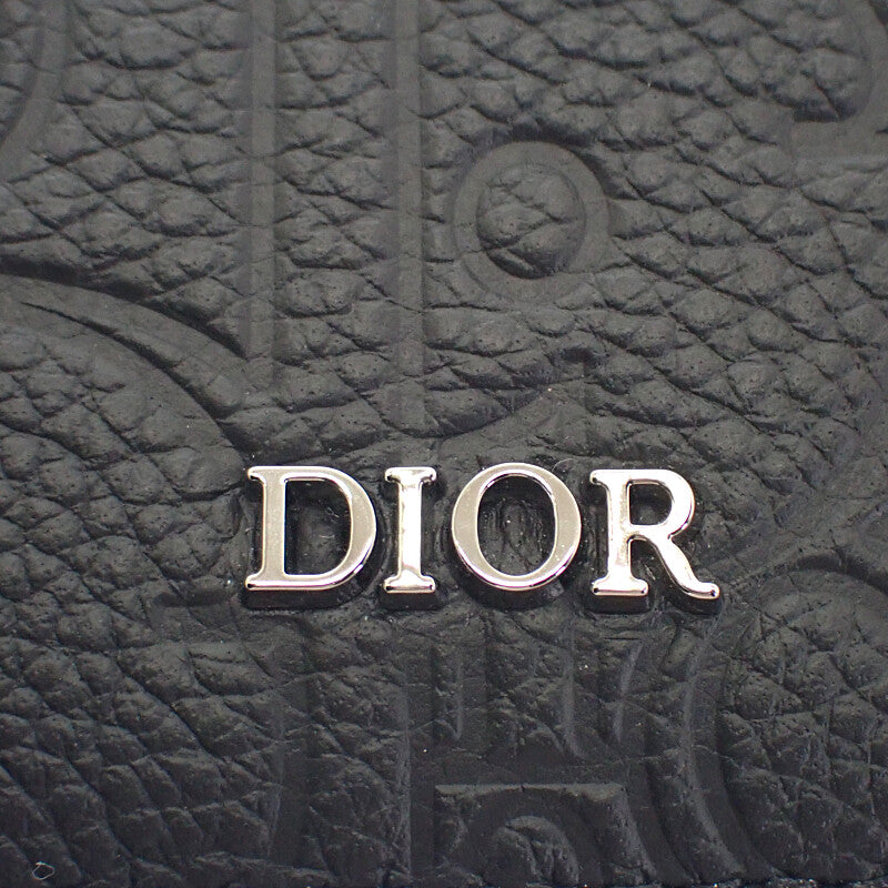 クリスチャンディオール Christian Dior ビジネスカードホルダー 2ESCH178FLG_H00N カードケース カーフ ブラック シルバー金具 メンズ レディース【中古】【SAランク】