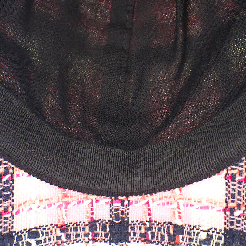 シャネル CHANEL ココマーク ツイード AAA008_B16357_NX209 キャップ コットン ピンク シルバー金具 レディース【中古】【Aランク】