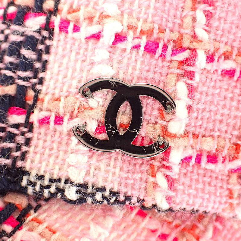 シャネル CHANEL ココマーク ツイード AAA008_B16357_NX209 キャップ コットン ピンク シルバー金具 レディース【中古】【Aランク】