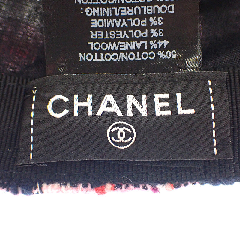 シャネル CHANEL ココマーク ツイード AAA008_B16357_NX209 キャップ コットン ピンク シルバー金具 レディース【中古】【Aランク】