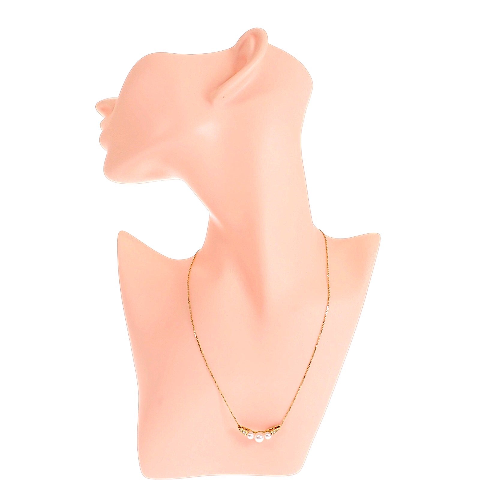 ミキモト MIKIMOTO 3連 パールペンダント ネックレス K18イエロー