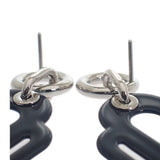 エルメス HERMES アトラージュソリッド ピアス エナメル ネイビー ホワイト シルバー金具 レディース【中古】【Aランク】