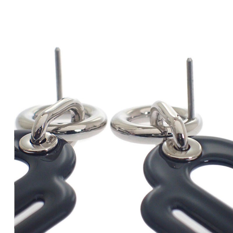 エルメス HERMES アトラージュソリッド ピアス エナメル ネイビー ホワイト シルバー金具 レディース【中古】【Aランク】