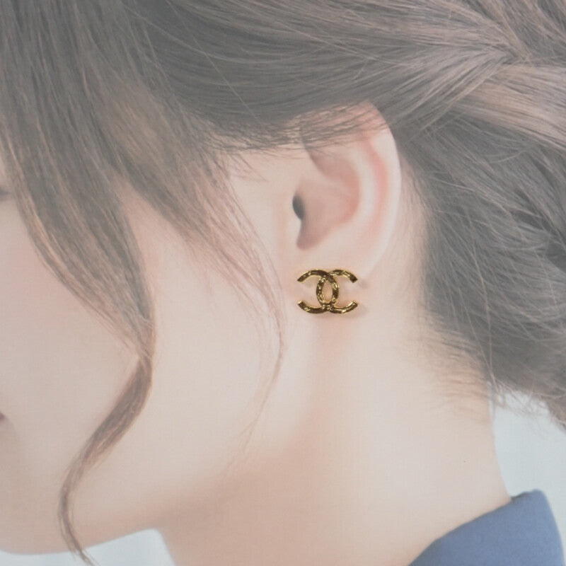 CHANEL Coco Mark ABC502 Earrings Metal Gold Women's [Used] [A Rank]