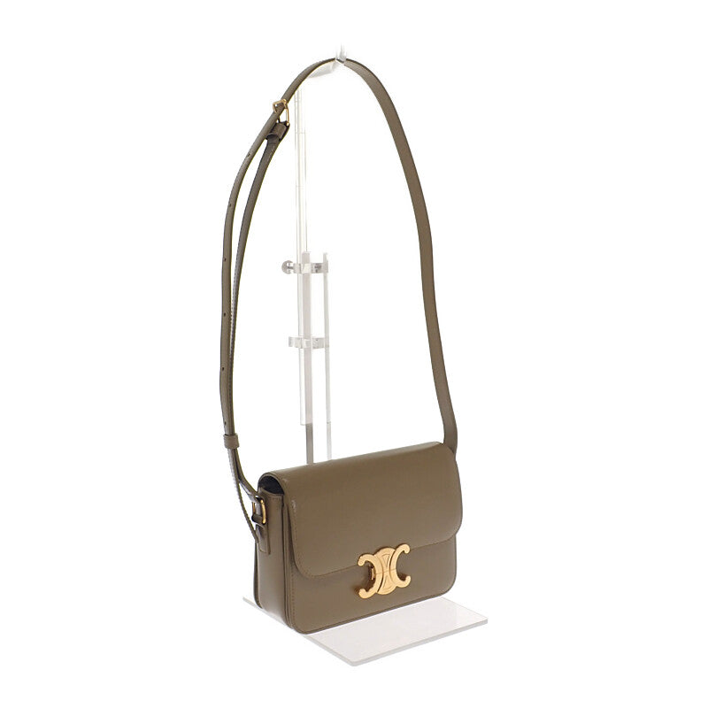 セリーヌ CELINE ティーントリオンフバッグ 188423BF4.18BZ ショルダーバッグ カーフ ダークセピア カーキ ゴールド金具 レディース【中古】【Aランク】
