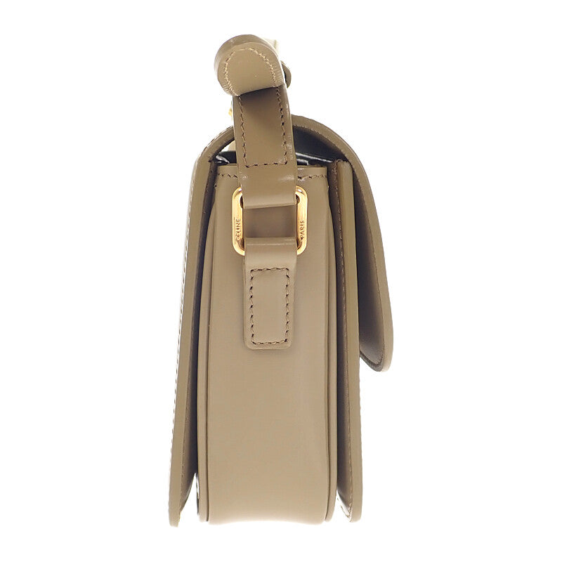 セリーヌ CELINE ティーントリオンフバッグ 188423BF4.18BZ ショルダーバッグ カーフ ダークセピア カーキ ゴールド金具 レディース【中古】【Aランク】