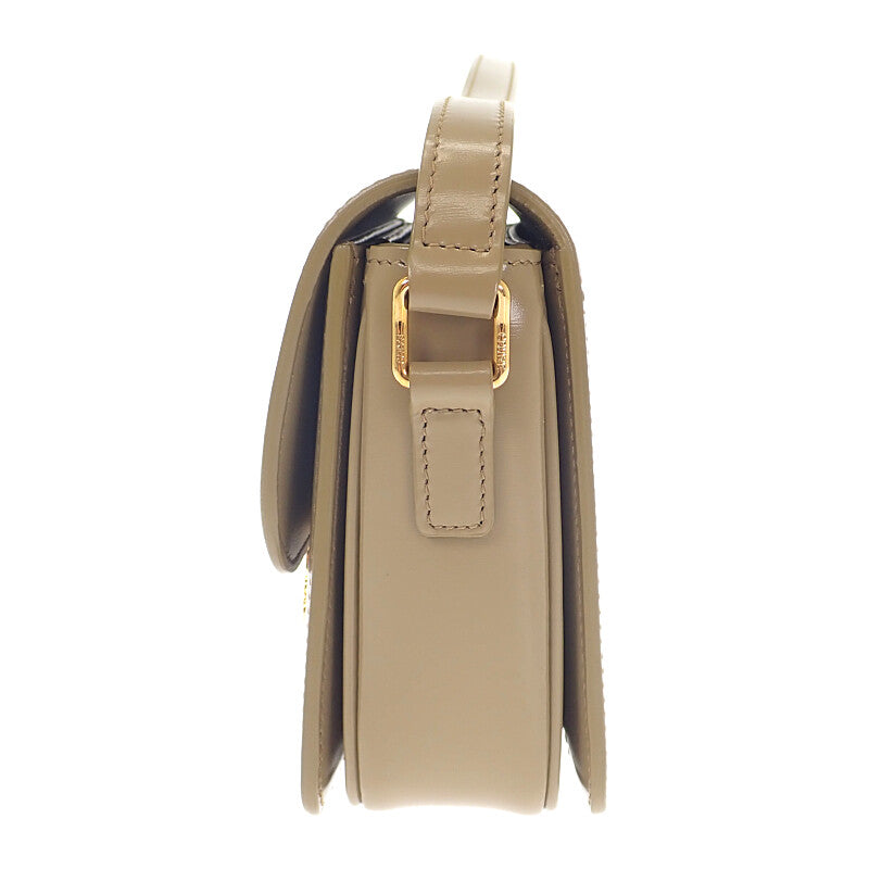 セリーヌ CELINE ティーントリオンフバッグ 188423BF4.18BZ ショルダーバッグ カーフ ダークセピア カーキ ゴールド金具 レディース【中古】【Aランク】