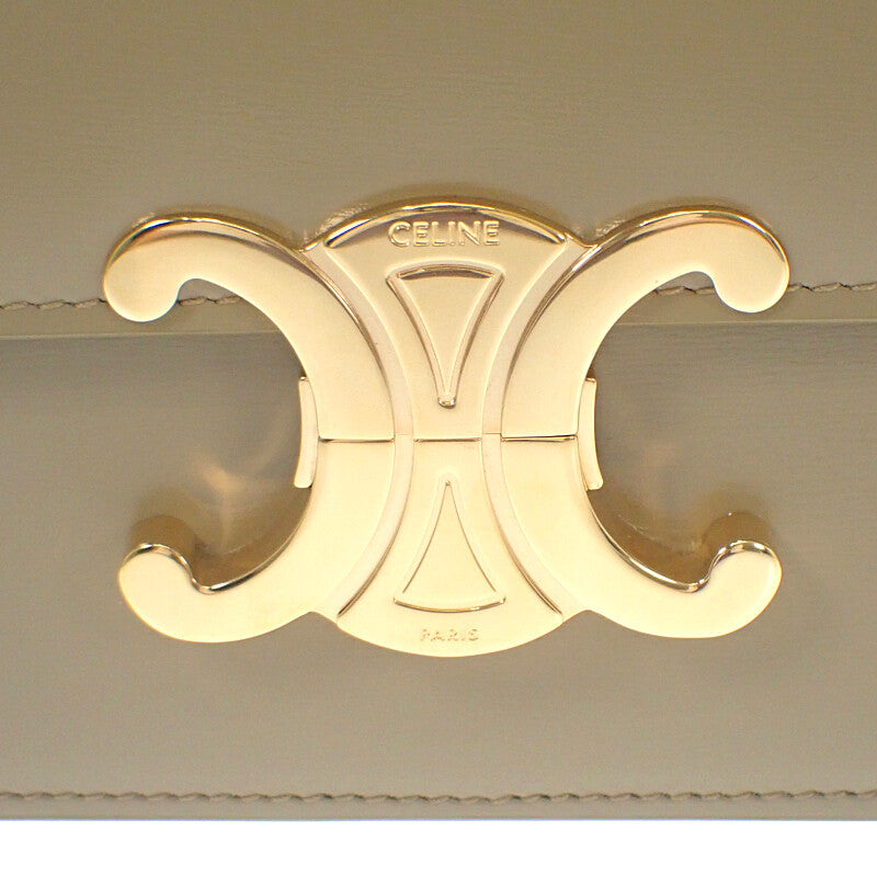 セリーヌ CELINE ティーントリオンフバッグ 188423BF4.18BZ ショルダーバッグ カーフ ダークセピア カーキ ゴールド金具 レディース【中古】【Aランク】