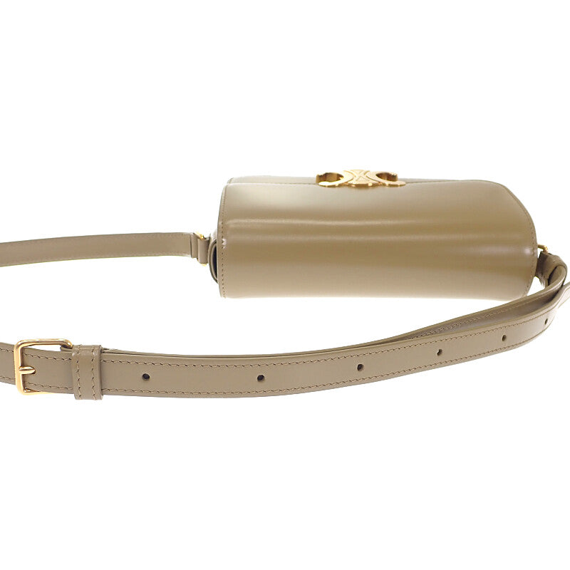 セリーヌ CELINE ティーントリオンフバッグ 188423BF4.18BZ ショルダーバッグ カーフ ダークセピア カーキ ゴールド金具 レディース【中古】【Aランク】
