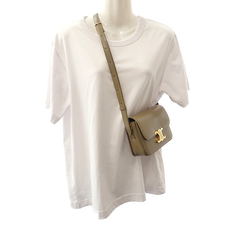 セリーヌ CELINE ティーントリオンフバッグ 188423BF4.18BZ ショルダーバッグ カーフ ダークセピア カーキ ゴールド金具 レディース【中古】【Aランク】