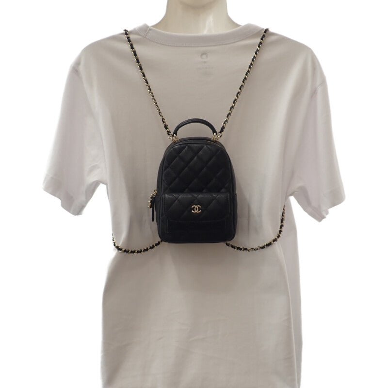 シャネル CHANEL タイムレスクラシック AP3753 リュック・デイパック キャビアスキン ブラック ゴールド金具 レディース【中古】【Aランク】