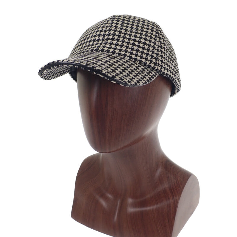 ディオール Dior ベースボール 千鳥格子 25PDP922I120 キャップ ウール ナイロン シルク ブラック ホワイト 57 レディース【中古】【Aランク】