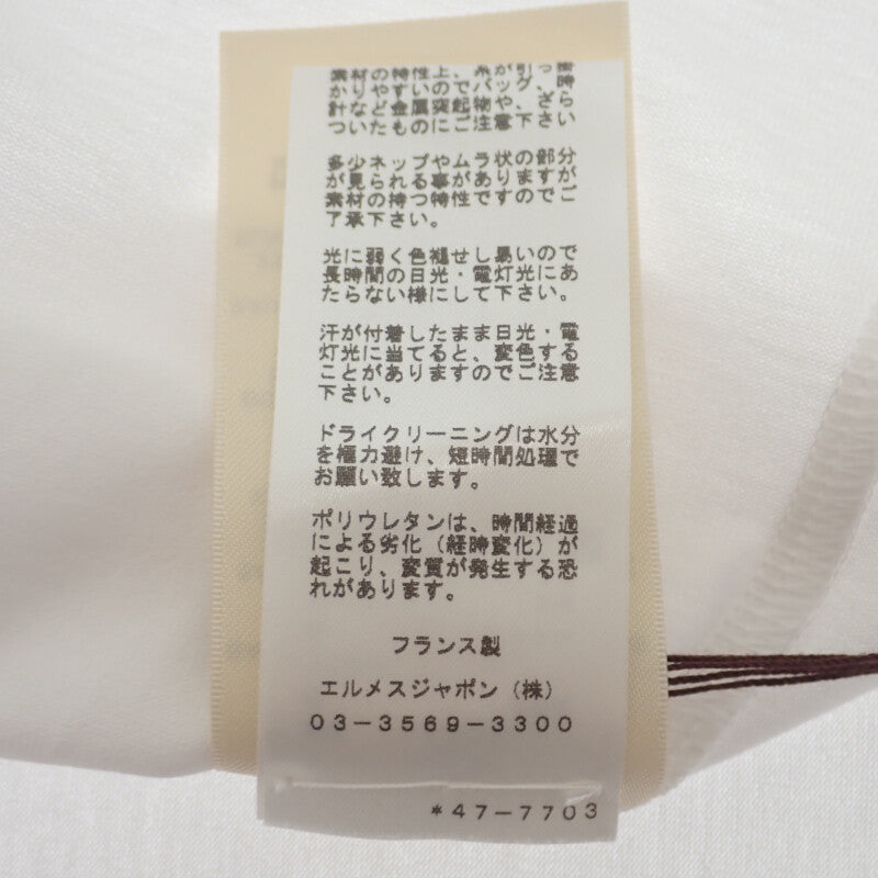 極美品◎HERMES エルメス 2023年製 3E4620DL コットン ロゴエンブロイダリー H 刺繍 半袖Ｔシャツ ホワイト 36 フランス製 正規品 レディース HERMES（エルメス） 半袖Tシャツ Hロゴ刺繍ポケット 3E4620DL 36サイズ