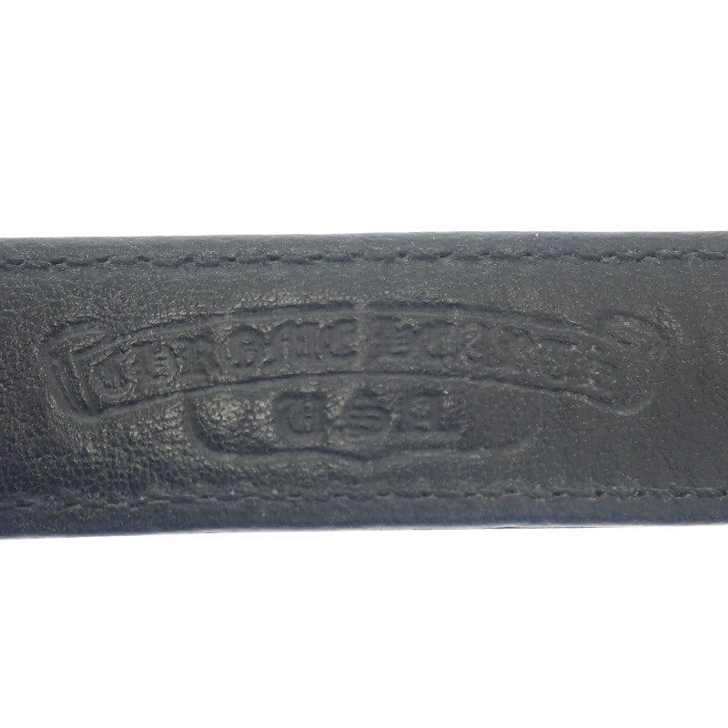 クロムハーツ CHROME HEARTS クロスボールレザーブレス 2354-304-9300-0900 ブレスレット シルバー925 レザー ブラック メンズ【中古】【ABランク】