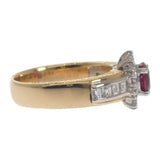 デザインジュエリー 12号 リング K18イエローゴールド Pt900プラチナ ルビー ダイヤモンド レディース【中古】【Aランク】