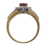 デザインジュエリー 12号 リング K18イエローゴールド Pt900プラチナ ルビー ダイヤモンド レディース【中古】【Aランク】