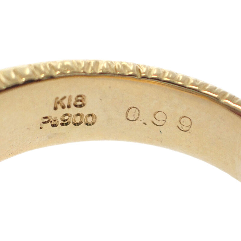 デザインジュエリー 12号 リング K18イエローゴールド Pt900プラチナ ルビー ダイヤモンド レディース【中古】【Aランク】