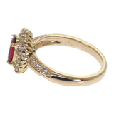 デザインジュエリー 加熱 14号 リング K18イエローゴールド ルビー ダイヤモンド レディース【中古】【Aランク】